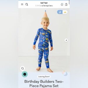 NEW Little Sleepies Birthday Builders Blue Long Sleeve & Pants Pajama Set Sz 5/6